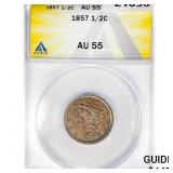 1857 Braided Hair Half Cent ANACS AU55 1857 Braided Hair Half Cent ANACS AU55