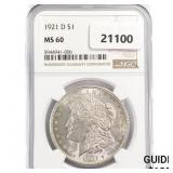 1921-D Morgan Silver Dollar NGC MS60 1921-D Morgan Silver Dollar NGC MS60