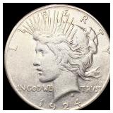 1924-S Silver Peace Dollar ABOUT UNCIRCULATED 1924-S Silver Peace Dollar ABOUT UNCIRCULATED