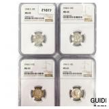 1944-S Set (4) Mercury Silver Dime NGC MS65 1944-S Set (4) Mercury Silver Dime NGC MS65