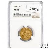 1916-S $5 Gold Half Eagle NGC AU58 1916-S $5 Gold Half Eagle NGC AU58