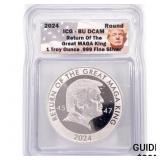 2024 1oz Silver MAGA King Trump ICG BU DCAM 2024 1oz Silver MAGA King Trump ICG BU DCAM
