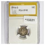 1916-D Mercury Silver Dime PGA XF45 1916-D Mercury Silver Dime PGA XF45