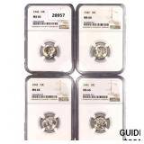 1942 Set (4) Mercury Silver Dime NGC MS66 1942 Set (4) Mercury Silver Dime NGC MS66