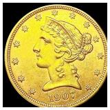 1907-D $5 Gold Half Eagle UNCIRCULATED 1907-D $5 Gold Half Eagle UNCIRCULATED