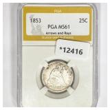 1853 Seated Liberty Quarter PGA MS61 Arrows & 1853 Seated Liberty Quarter PGA MS61 Arrows &