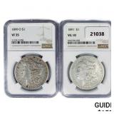 1891, 1899-O Set (2) Morgan Silver Dollar NGC 1891, 1899-O Set (2) Morgan Silver Dollar NGC