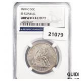 1860-O Seated Lib. 50C NGC Shipwreck SS Rep Bx 1860-O Seated Lib. 50C NGC Shipwreck SS Rep Bx