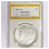 1891-CC Morgan Silver Dollar PGA MS62+ Spitting 1891-CC Morgan Silver Dollar PGA MS62+ Spitting