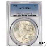 1922 Silver Peace Dollar PCGS MS63 1922 Silver Peace Dollar PCGS MS63