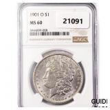1901-O Morgan Silver Dollar NGC MS60 1901-O Morgan Silver Dollar NGC MS60