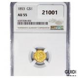 1853 Rare Gold Dollar NGC AU55 1853 Rare Gold Dollar NGC AU55