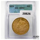 1875 $20 Gold Double Eagle ICG MS62 1875 $20 Gold Double Eagle ICG MS62
