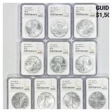 (10) 2021 TY2 American Silver Eagles NGC - MS70 (10) 2021 TY2 American Silver Eagles NGC - MS70