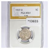 1937-D 3 Legs Buffalo Nickel PGA MS61 1937-D 3 Legs Buffalo Nickel PGA MS61
