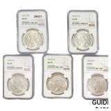 1922-D Set (5) Silver Peace Dollar NGC AU58 1922-D Set (5) Silver Peace Dollar NGC AU58