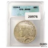 1924-S Silver Peace Dollar ICG AU55 1924-S Silver Peace Dollar ICG AU55