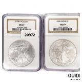 1998 Set (2) American Silver Eagles NGC MS69 1998 Set (2) American Silver Eagles NGC MS69