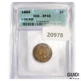 1864 Indian Head Cent ICG EF45 L on Ribbon 1864 Indian Head Cent ICG EF45 L on Ribbon
