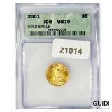 2001 $5 1/10oz American Gold Eagle ICG MS70 2001 $5 1/10oz American Gold Eagle ICG MS70