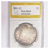 1891-CC Morgan Silver Dollar PGA MS64 Spitting 1891-CC Morgan Silver Dollar PGA MS64 Spitting