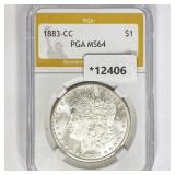 1883-CC Morgan Silver Dollar PGA MS64 1883-CC Morgan Silver Dollar PGA MS64