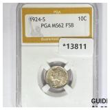 1924-S Mercury Silver Dime PGA MS62 FSB 1924-S Mercury Silver Dime PGA MS62 FSB