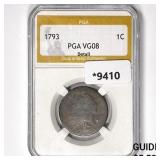 1793 Flowing Hair Large Cent PGA VG8 Detail 1793 Flowing Hair Large Cent PGA VG8 Detail