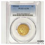 1910-D $5 Gold Half Eagle PCGS AU58 1910-D $5 Gold Half Eagle PCGS AU58