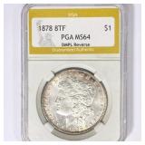 1878 8TF Morgan Silver Dollar PGA MS64 DMPL Rev 1878 8TF Morgan Silver Dollar PGA MS64 DMPL Rev