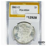 1882-CC Morgan Silver Dollar PGA MS64 1882-CC Morgan Silver Dollar PGA MS64