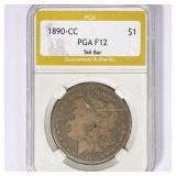 1890-CC Morgan Silver Dollar PGA F12 Tail Bar 1890-CC Morgan Silver Dollar PGA F12 Tail Bar