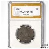 1802 No Stems Large Cent PGA XF45 BN 1802 No Stems Large Cent PGA XF45 BN