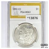 1892-CC Morgan Silver Dollar PGA MS63 1892-CC Morgan Silver Dollar PGA MS63
