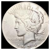 1934-S Silver Peace Dollar ABOUT UNCIRCULATED 1934-S Silver Peace Dollar ABOUT UNCIRCULATED