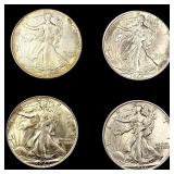 (4) Walking Half Dollars (1936, 1940, 1945-D, 194 (4) Walking Half Dollars (1936, 1940, 1945-D, 194