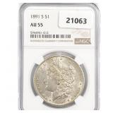 1891 Morgan Silver Dollar NGC AU55 1891 Morgan Silver Dollar NGC AU55