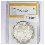 1891-CC Morgan Silver Dollar PGA MS62 1891-CC Morgan Silver Dollar PGA MS62