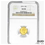 1874 Rare Gold Dollar NGC AU58