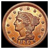 1847 Braided Hair Large Cent CLOSELY UNCIRCULATED