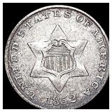 1852 Silver Three Cent CHOICE AU