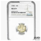 1940 Mercury Silver Dime NGC MS67+