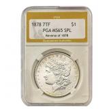 1878 7TF Morgan Silver Dollar PGA MS65 SPL