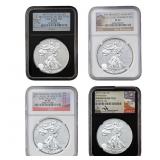 [4 Coins] 2012-2019 US SIlver Eagle Lot NGC PF69/7