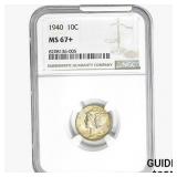 1940 Mercury Silver Dime NGC MS67+