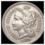 1872 Nickel Three Cent NEARLY UNCIRCULATED