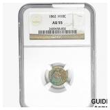 1862 Seated Liberty Half Dime NGC AU55