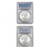 [2 Coins] 2002-2003-W US Silver Eagle Lot PCGS PR7