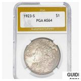 1923-S Silver Peace Dollar PGA MS64
