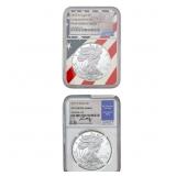 [2 Coins] 2017-2018-W US Silver Eagle Lot NGC PF69